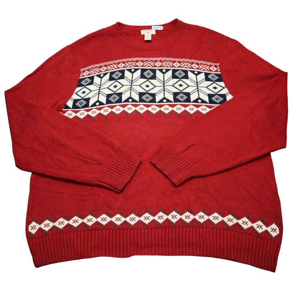 Dockers Shirt Mens 2XL XXL Red Blue Sweater Pullover Sweatshirt Golf Outdoors
